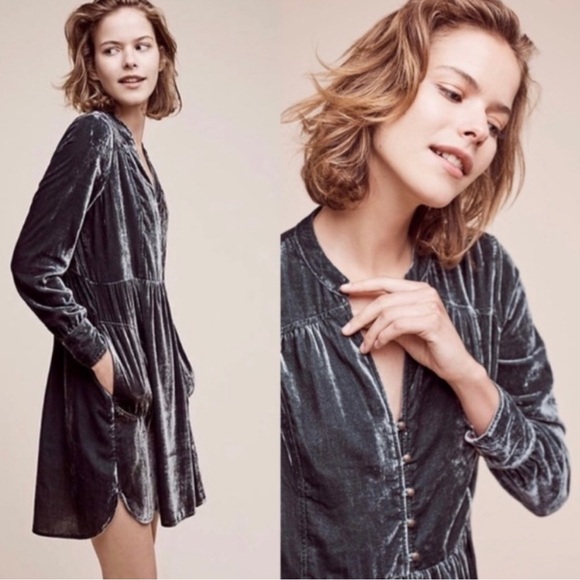 Anthropologie Holding Horses Pullover Green Velvet dress size small - Picture 4 of 9